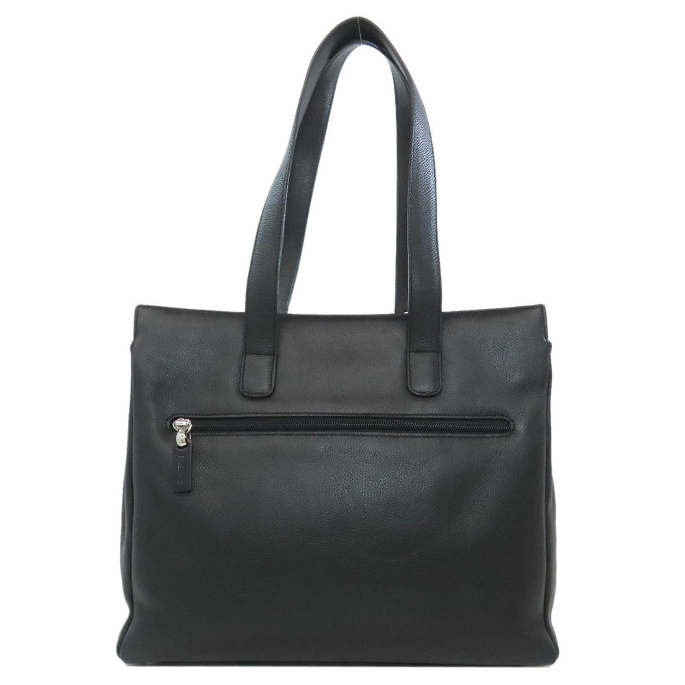 Loewe logo black leather tote grained bag Black